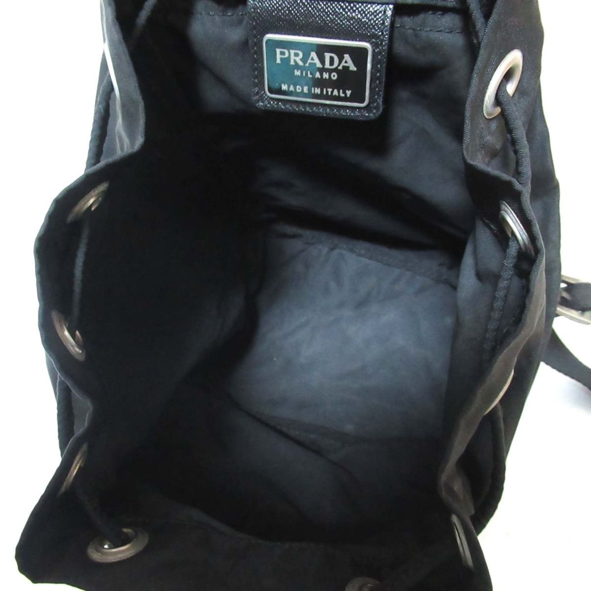 美品 PRADA プラダ 三角ロゴ ナイロン ミニリュック バッグ 黒 