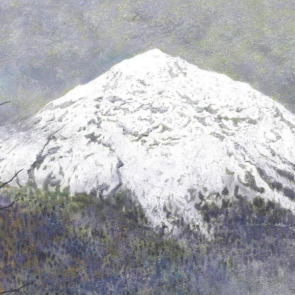 日本画　穂苅春雄　「瀑　共シール」 日本画 穂苅春雄 「瀑 共シール」 真作】【WISH】穂苅春雄「焼岳(大正