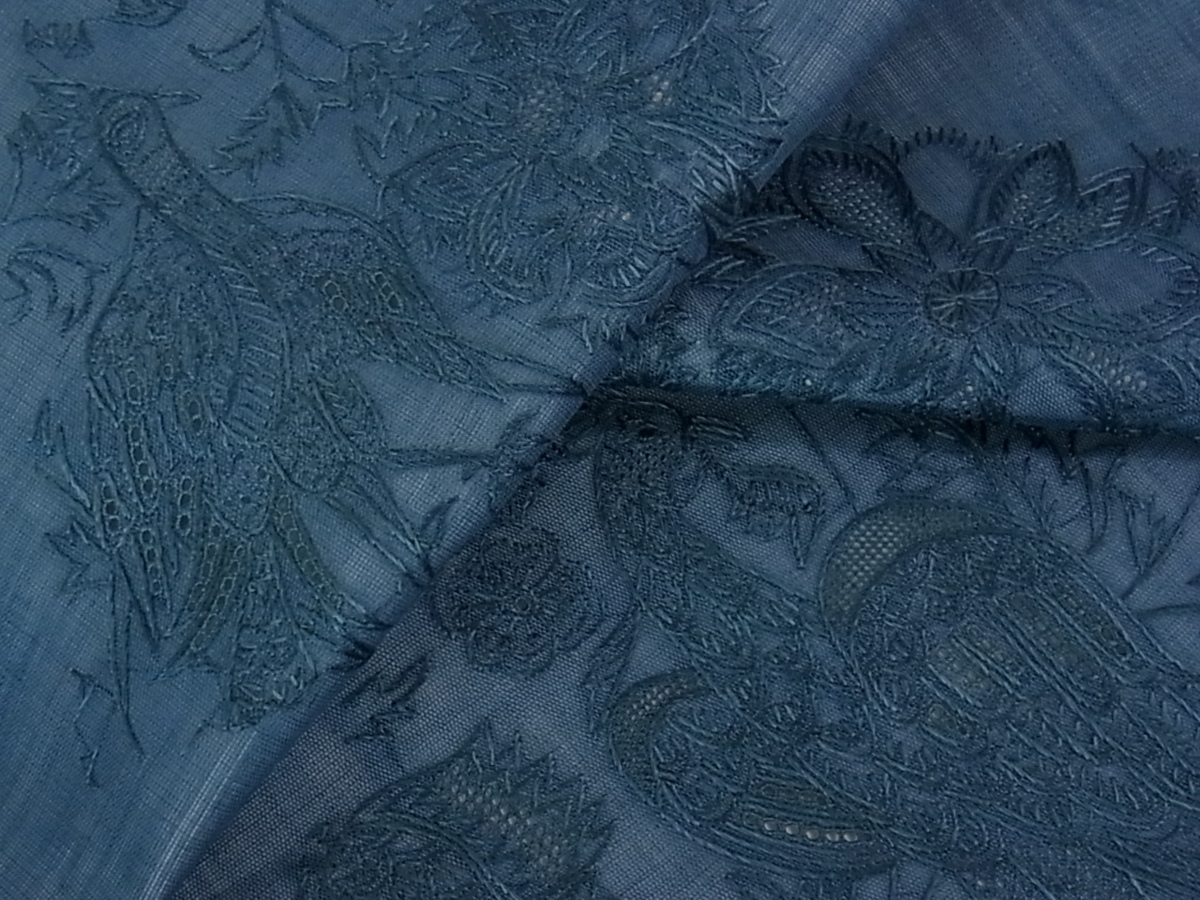 花美人着物□夏物 中国三大刺繍 スワトウ刺繍 汕頭刺繍 総刺繍 九