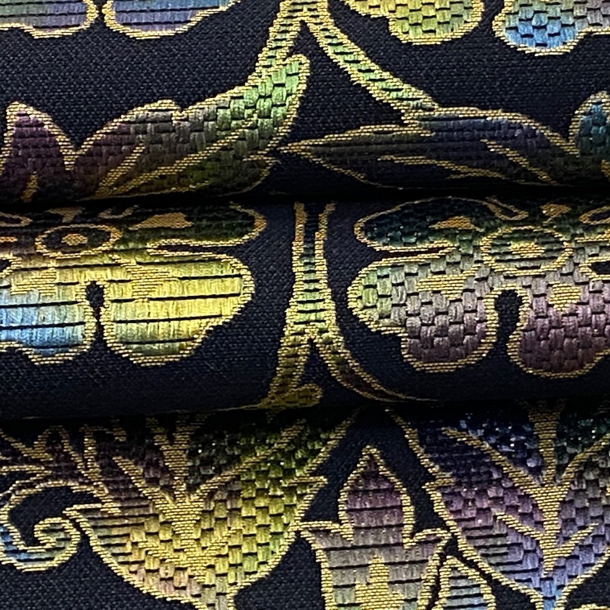 【競ナビ】袋帯 美品 名品 草花 箔 黒 六通 正絹 【中古】 袋帯 名品 美品 50%OFF 鳥 K50