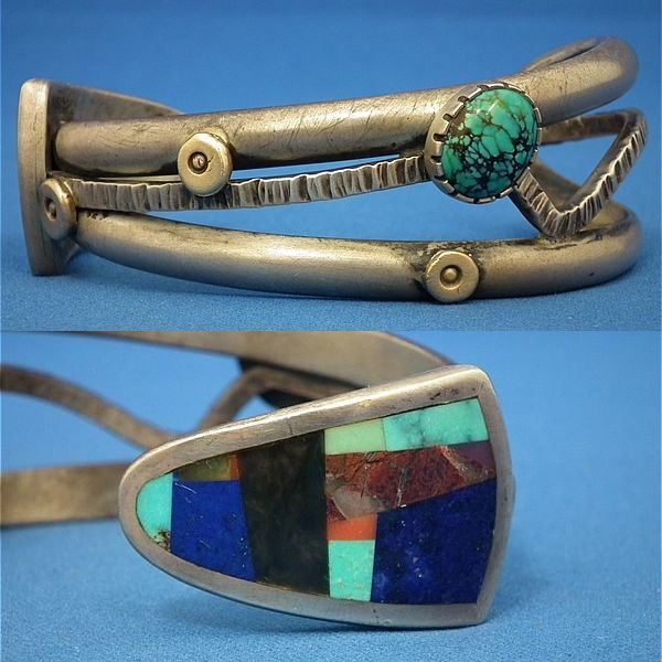 ナバホ ヴァーノン ビゲイ ターコイズ インレイ バングル 14K/STERLING