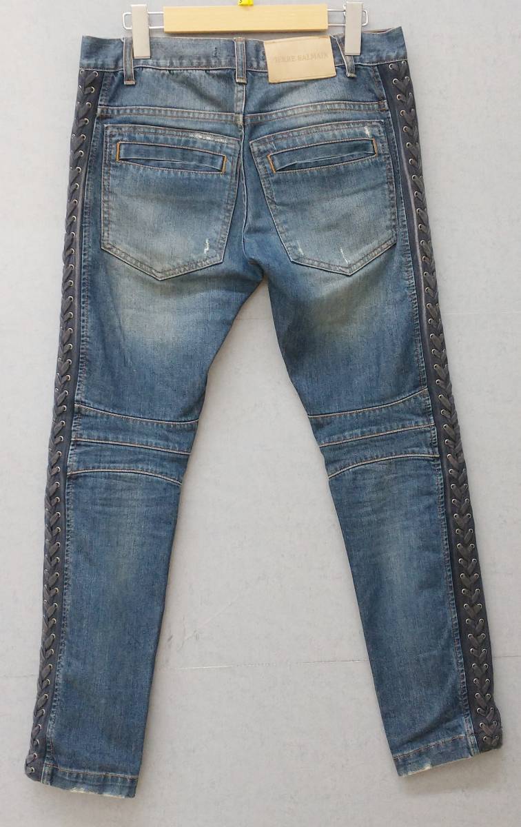 PIERRE BALMAIN ピエールバルマン メンズ ジーンズ デニムパンツ スキニーパンツ ロングパンツ ブルー ダメージ加工 サイズ29