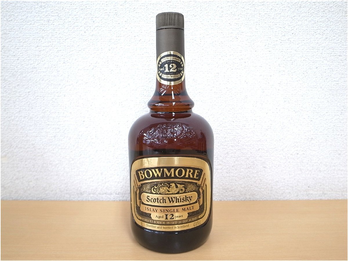 1円～　BOWMORE ボウモア　12年　ISLAY アイラ　シングルモルト　スコッチウイスキー　ダンピーボトル　1000ml　43%　未開栓品