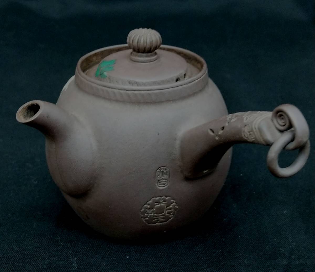 萬古焼 急須 美品 日本有節 色絵牡丹図 絵萬古 在銘 共