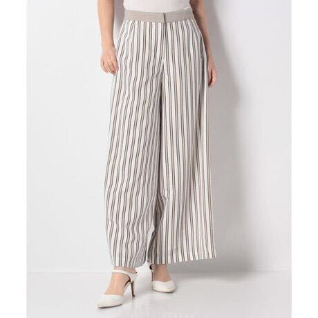 TTO214☆新品送料無料レリアンプラスハウスleilian13+LLサイズ ワイドガウチョパンツ　ベージュ系