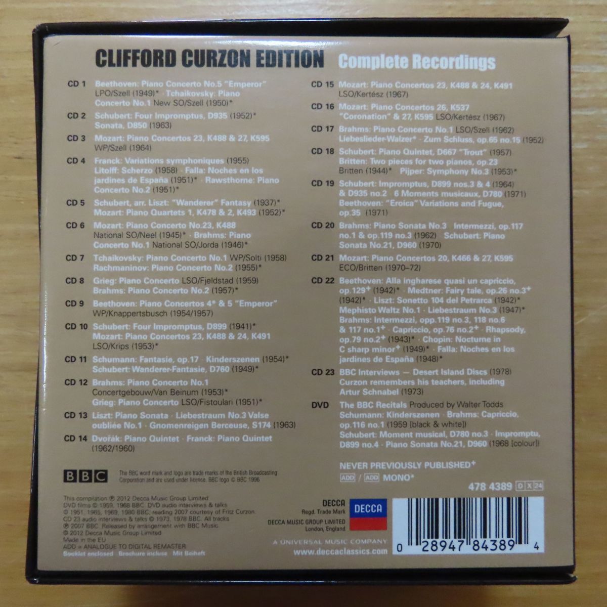 Clifford Curzon | Complete – Edition: - Concertos The Brown Box