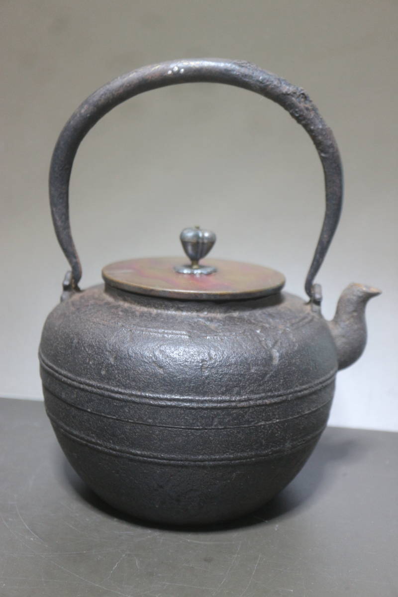 鉄瓶 煎茶道具 平丸形 龍文堂造 急須 茶道具 造 花押 12.龍文堂 □