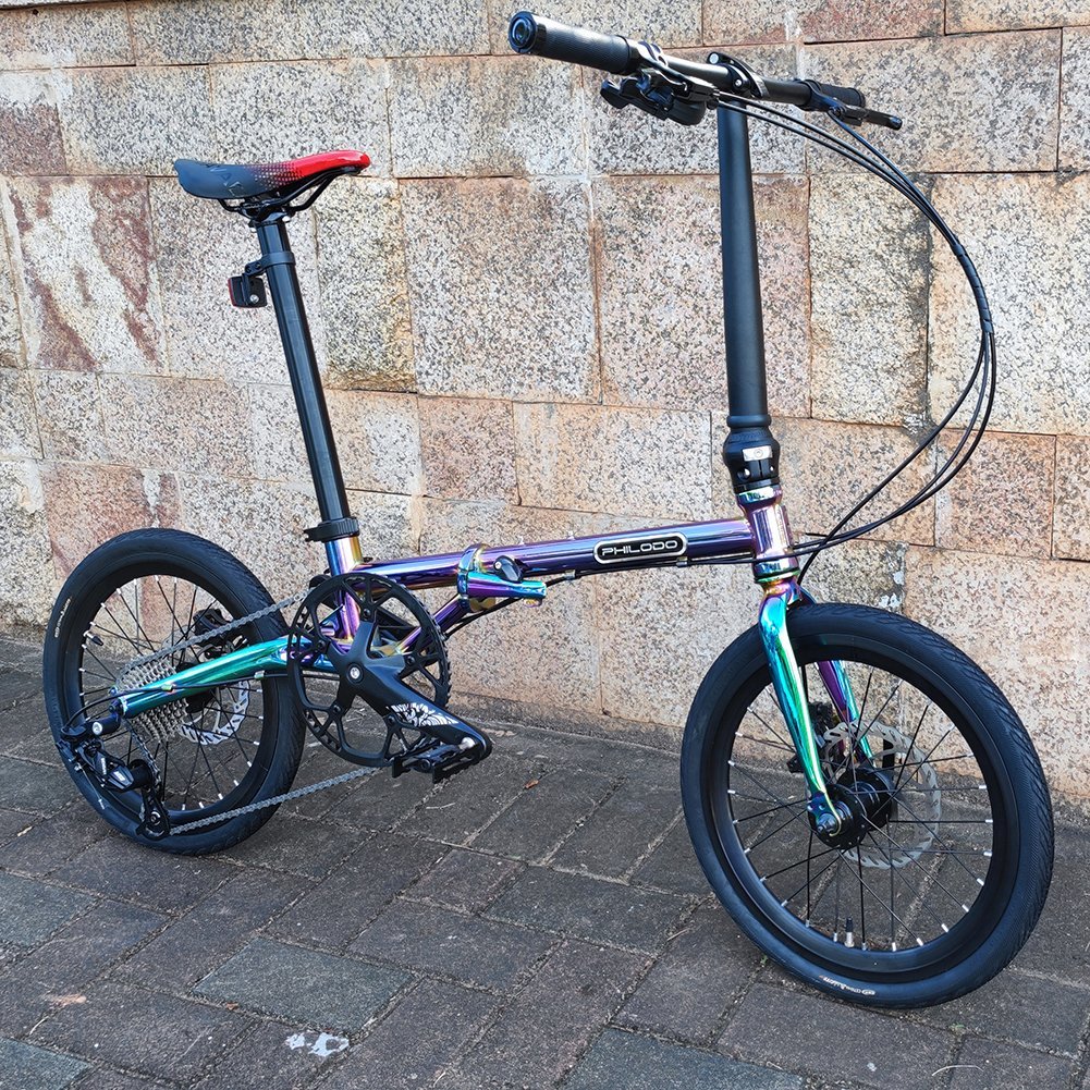 在庫処分！超高級 軽量 16イン折りたたみ自転車 外装9段変速 チクロムモリブデン鋼フレーム 前後Dブレーキ folding bike 小径車(ミニベロ) 