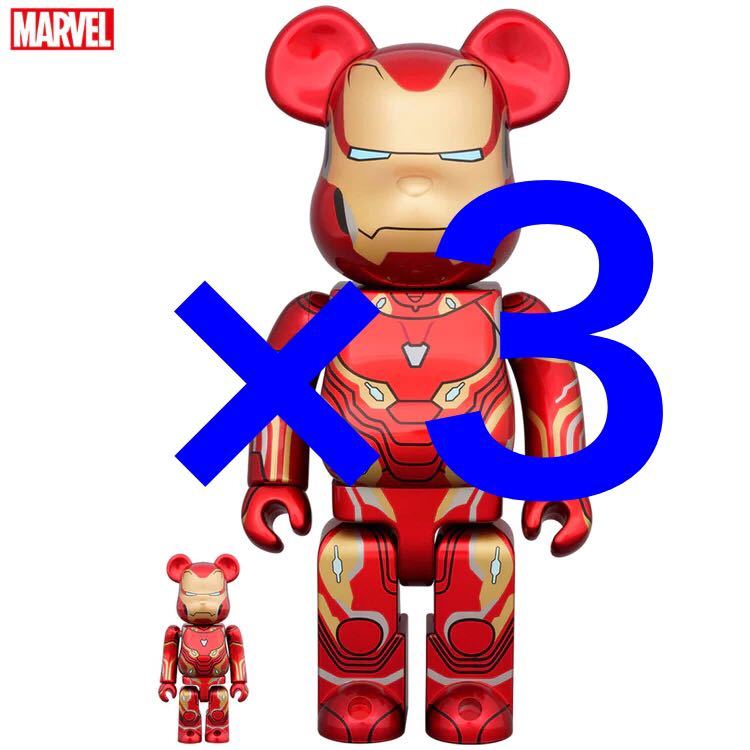 新品 3セット BE@RBRICK IRON MAN MARK 50 100％ & 400％ アイアンマン ベアブリック
