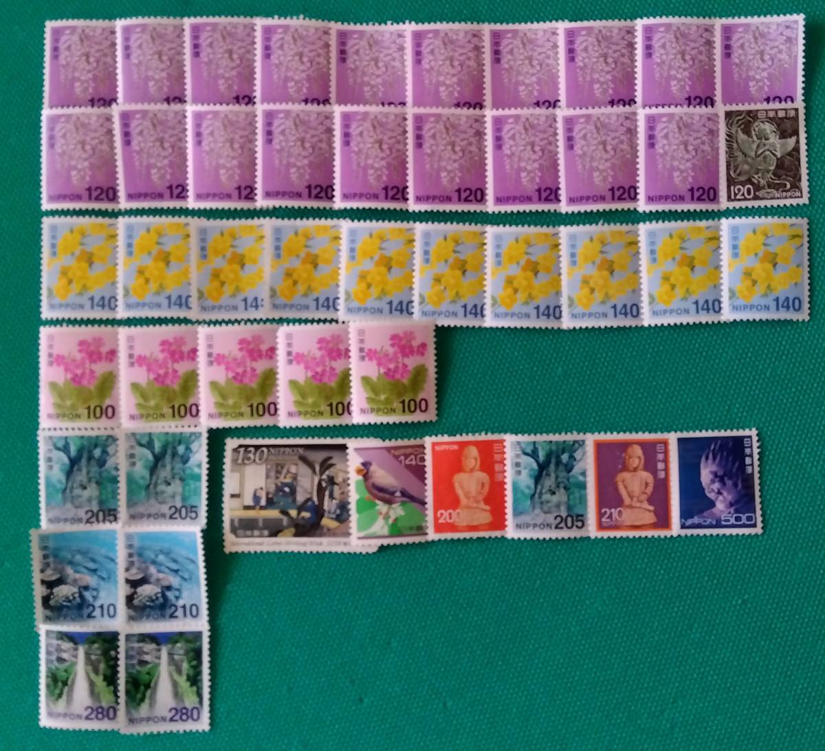 糊落ち・・難あり切手１２０円×２０枚と１４０円×１０枚と１００円×５枚など他額面計７，０７５円分