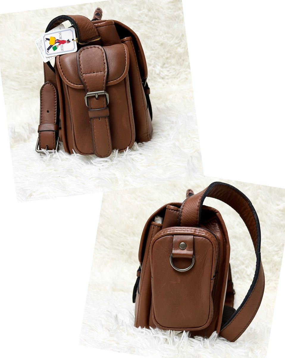 【美品・未使用】PORTERレザーショルダーバッグ ブラウン 新品未使用タグ付き】廃盤品 PORTER ポーター バロン ショルダーバッグ