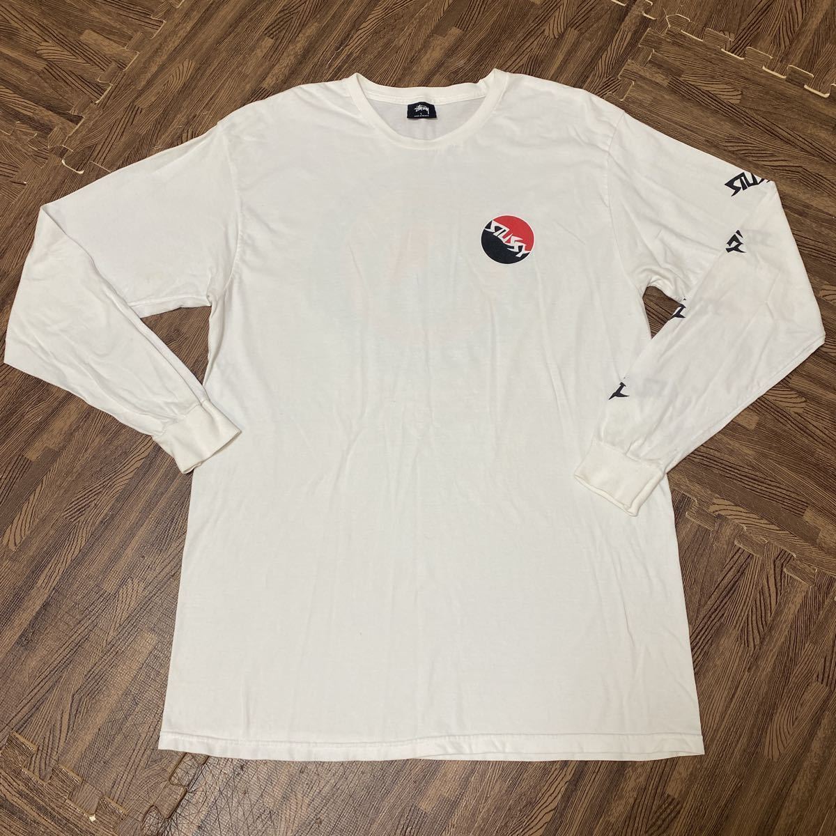 STUSSY ステューシー ロンT 長袖Tシャツ Lサイズ 袖プリント ロゴ 
