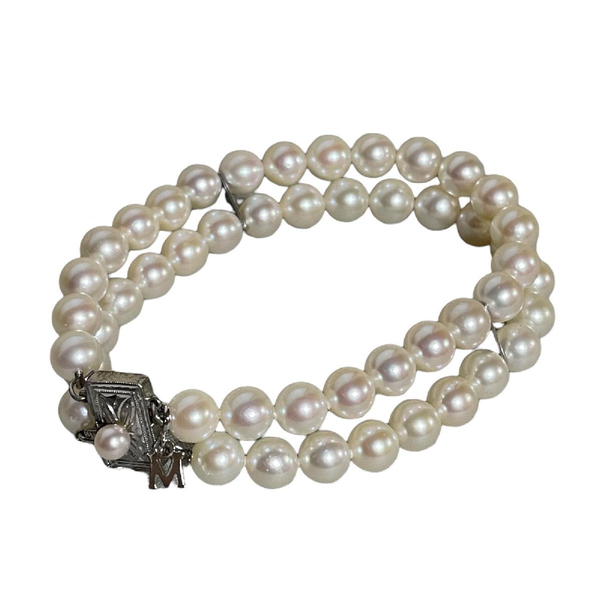 MIKIMOTO ミキモト ブレスレット パール 真珠 2連 6.5～7mm シルバー 