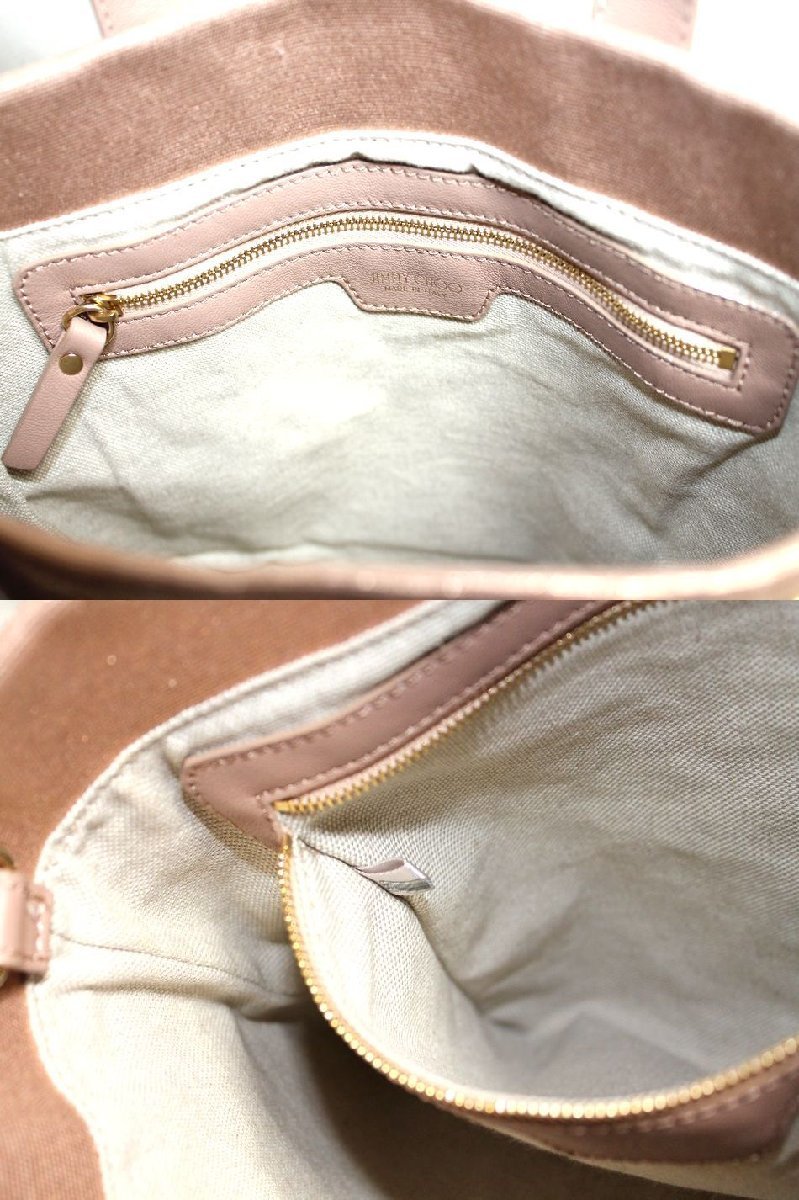 中古 JIMMY CHOO ソフィア スタースタッズ 2WAY トートバッグ メタリックピンク ショルダーバッグ キャンパス レザー 肩掛け ジミーチュウ CHOO JIMMY ジミーチュウ ショルダーバッグ M SOFIA｜ソフィアの中古品・新品