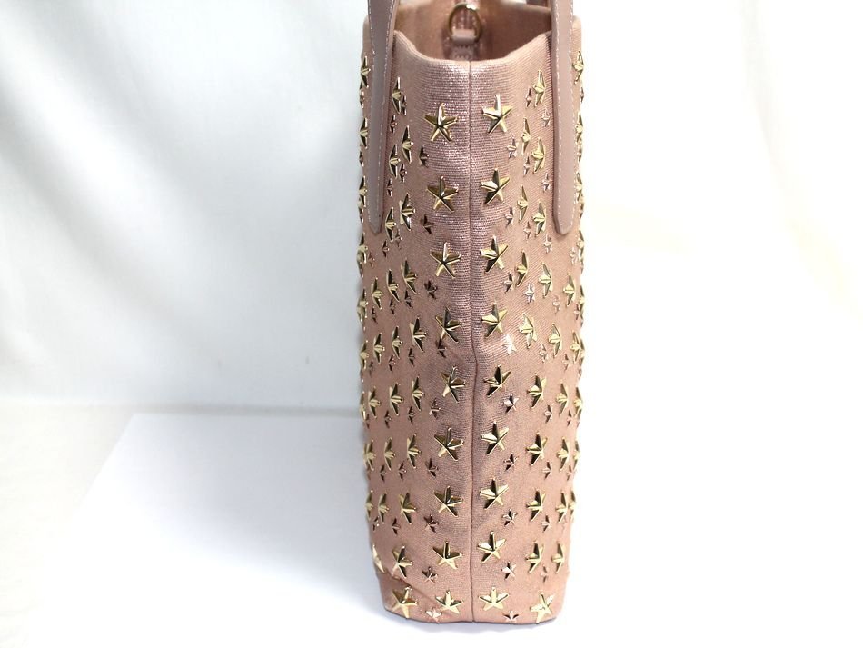 中古 JIMMY CHOO ソフィア スタースタッズ 2WAY トートバッグ メタリックピンク ショルダーバッグ キャンパス レザー 肩掛け ジミーチュウ CHOO JIMMY ジミーチュウ ショルダーバッグ M SOFIA｜ソフィアの中古品・新品