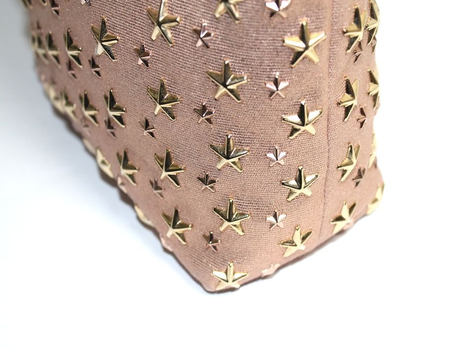 中古 JIMMY CHOO ソフィア スタースタッズ 2WAY トートバッグ メタリックピンク ショルダーバッグ キャンパス レザー 肩掛け ジミーチュウ CHOO JIMMY ジミーチュウ ショルダーバッグ M SOFIA｜ソフィアの中古品・新品