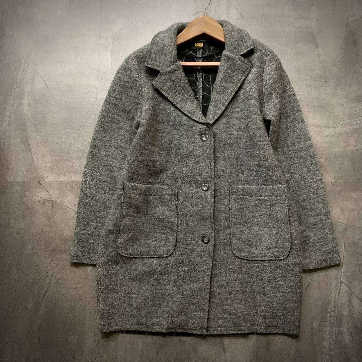 W ☆ 美品/ 都会のカジュアルウェア!! [国内正規品] 'DIESEL ディーゼル' ウール チェスターコート SIZE:L レディース アウター 婦人服
