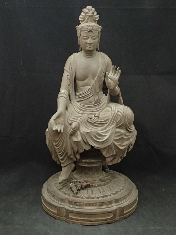 O4☆送料無料!! 樹脂製 伝如意輪観音菩薩半跏像 約48cm 約4kg 検) 仏教