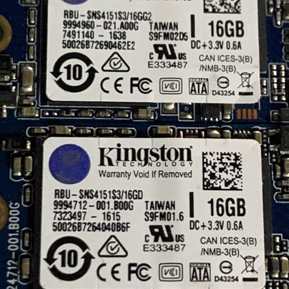 中古】Kingston M.2 NGFF SATA SSD 16GB 7枚セット Type2242 / 型番 