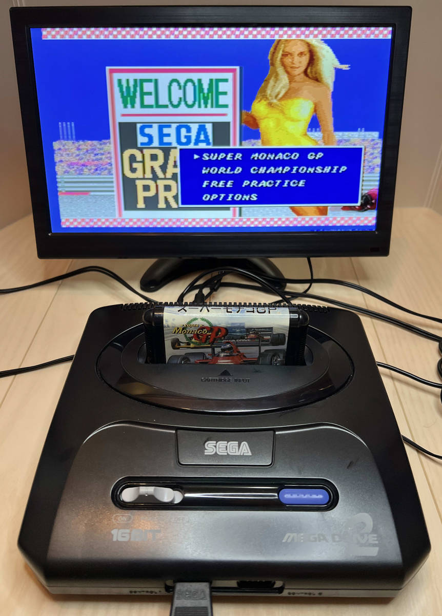 SEGA セガ MD メガドライブ2 本体とソフトセット 餓狼伝説 モナコGP