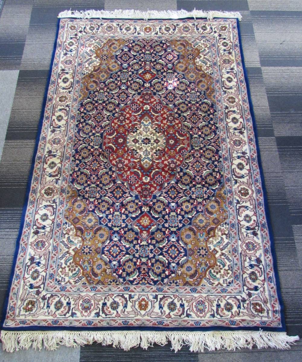ヴィンテージ 最高級 ペルシャ絨毯 手織り ラグ カーペット タグ付き インテリア 家具 飾り物 クリーニング済み 124×189㎝※フリンジ抜き