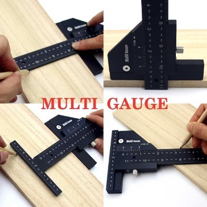 マルチゲージ　木工定規 ゲージ スコヤ 大工　測定　定規 工具 ケガキ　便利