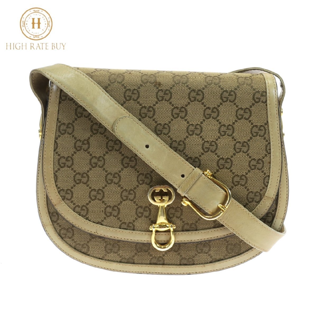 GUCCI グッチ GGキャンバスレザー ベージュ系 シルバー金具 5段階穴