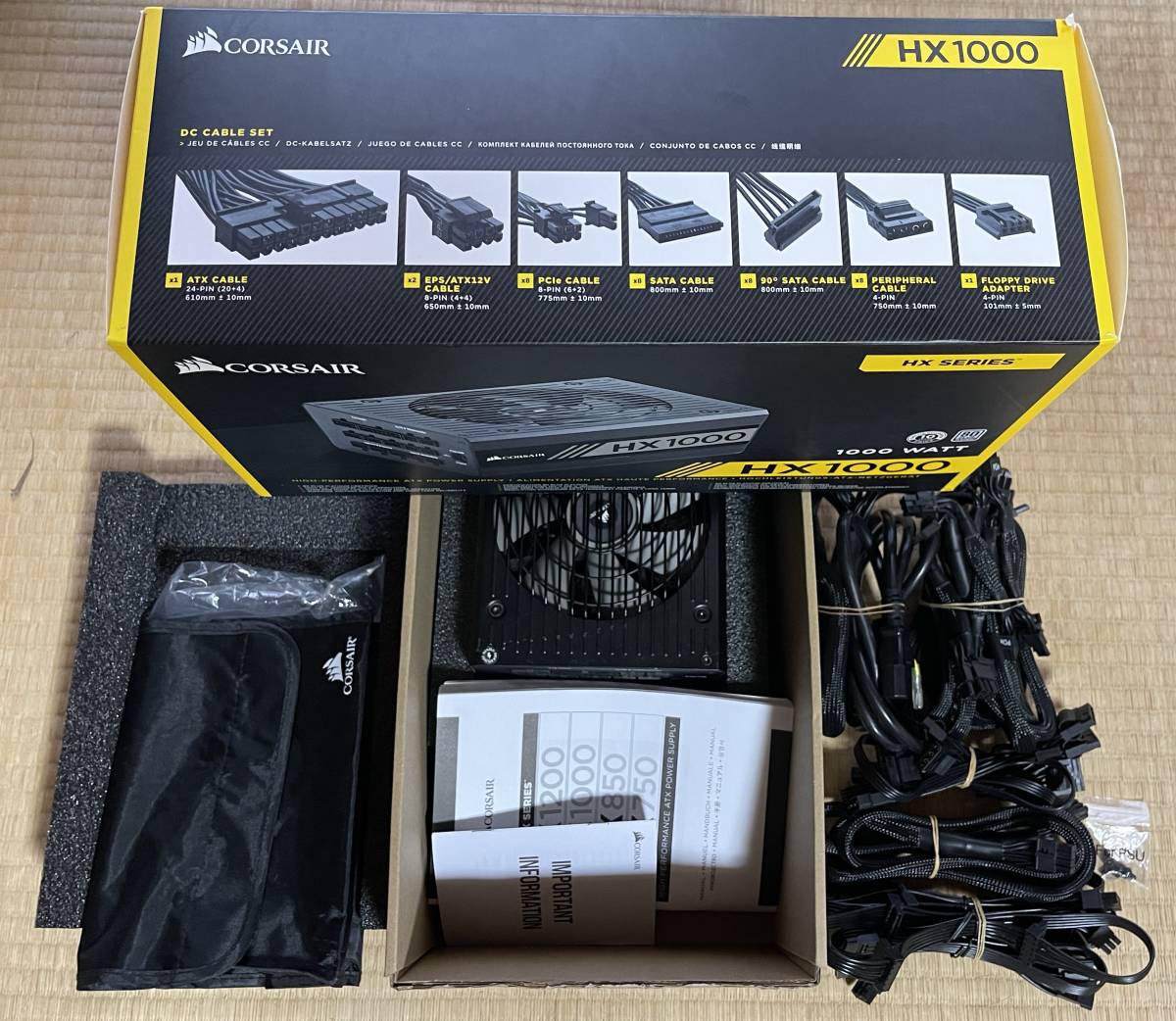 Corsair HX1000 1000W PC電源ユニット [80PLUS PLATINUM] 1000W