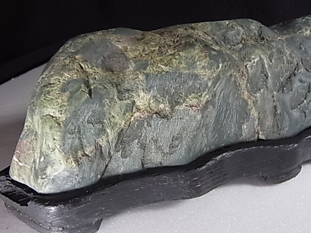 鑑賞石（山脈景）盆石 水石 天然石 自然石 台座付 幅53cm 重量3850g