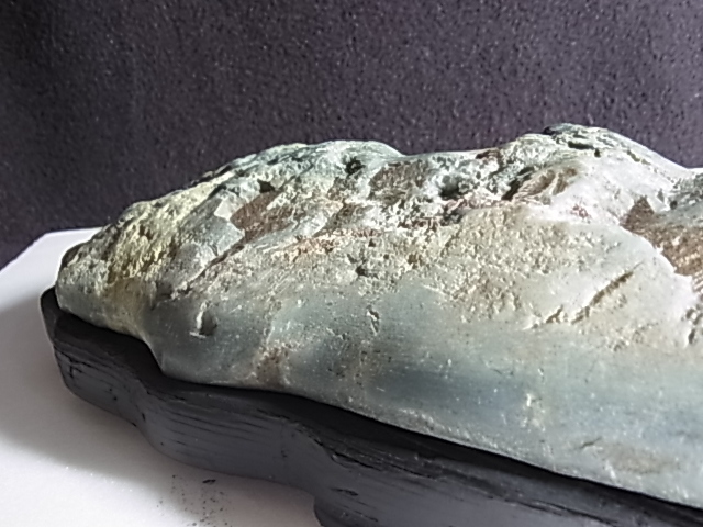 山景石 観賞石 在銘台座付 205g 水石 自然石 景石 盆景 盆石 飾石 小品 鑑賞石（山脈景）盆石 水石 天然石 自然石 台座付 幅53cm 重量3850g