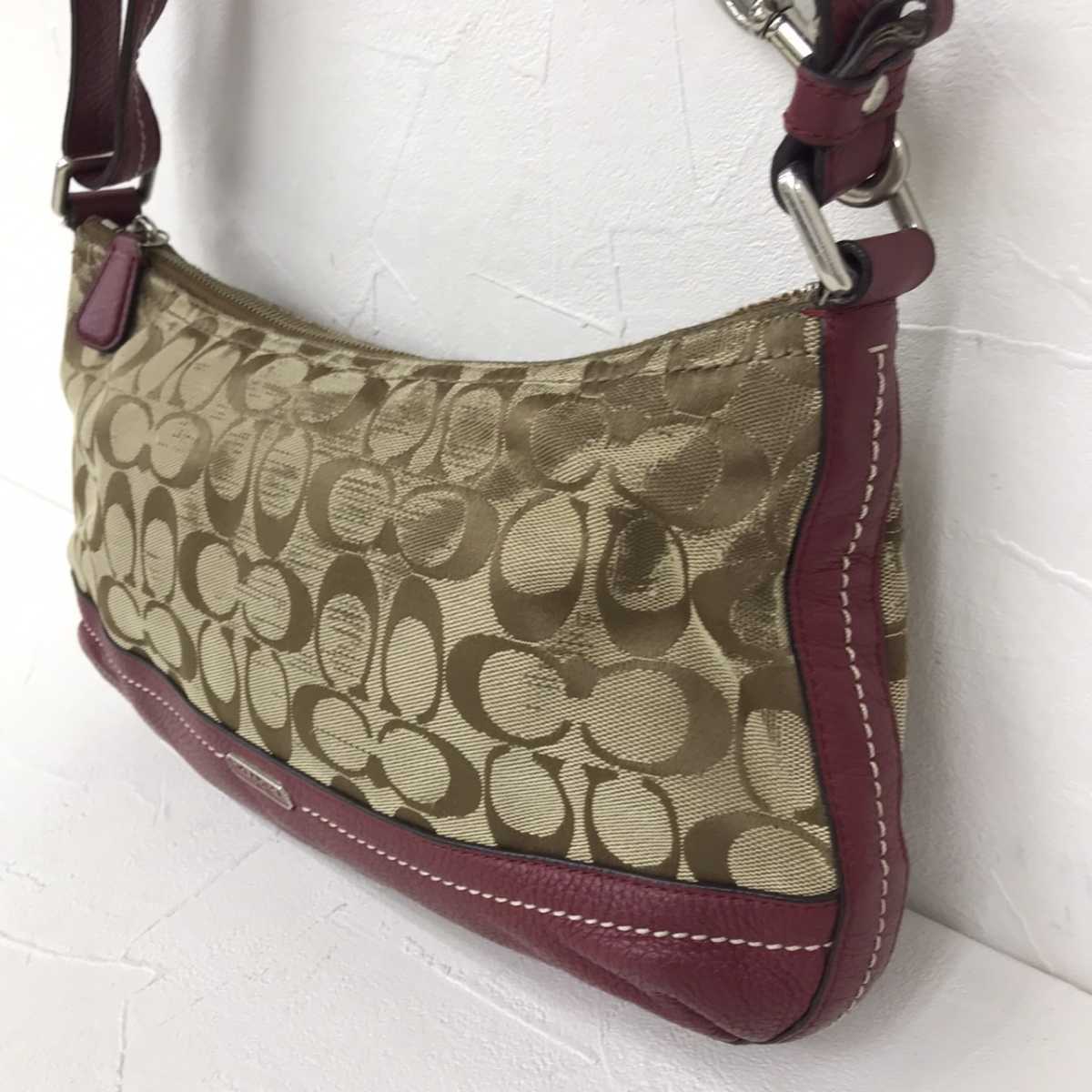 COACH コーチ F24028 シグネチャー ジャガード×レザー 2way ショルダー 