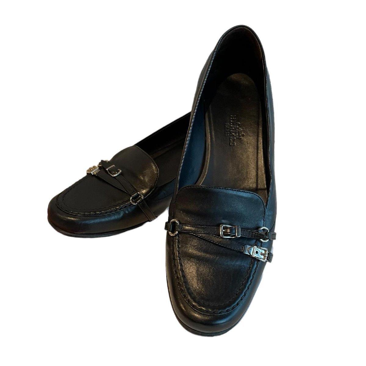 HERMES エルメスシェーヌダンクルデザインレザーローファー HERMES エルメスシェーヌダンクルデザインレザーローファー