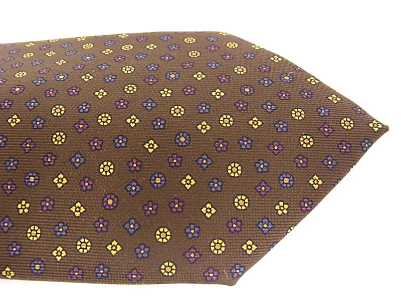 E. Marinella ネクタイ ブラウン 花柄　葉っぱ　フラワー　リーフ E. Marinella ネクタイ ブラウン 花柄 葉っぱ フラワー リーフ E