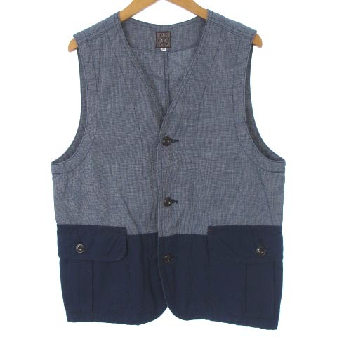 【数量限定，高品質】 桃太郎ジーンズ MOMOTARO JEANS ブルーガーメンツ BLUE GARMENTS 藍布屋 ジレ ベスト 切替 コットン ブルー 青 38 M位 メンズ(Mサイズ)｜売買されたオークション情報、yahooの商品情報をアーカイブ公開 Mサイズ