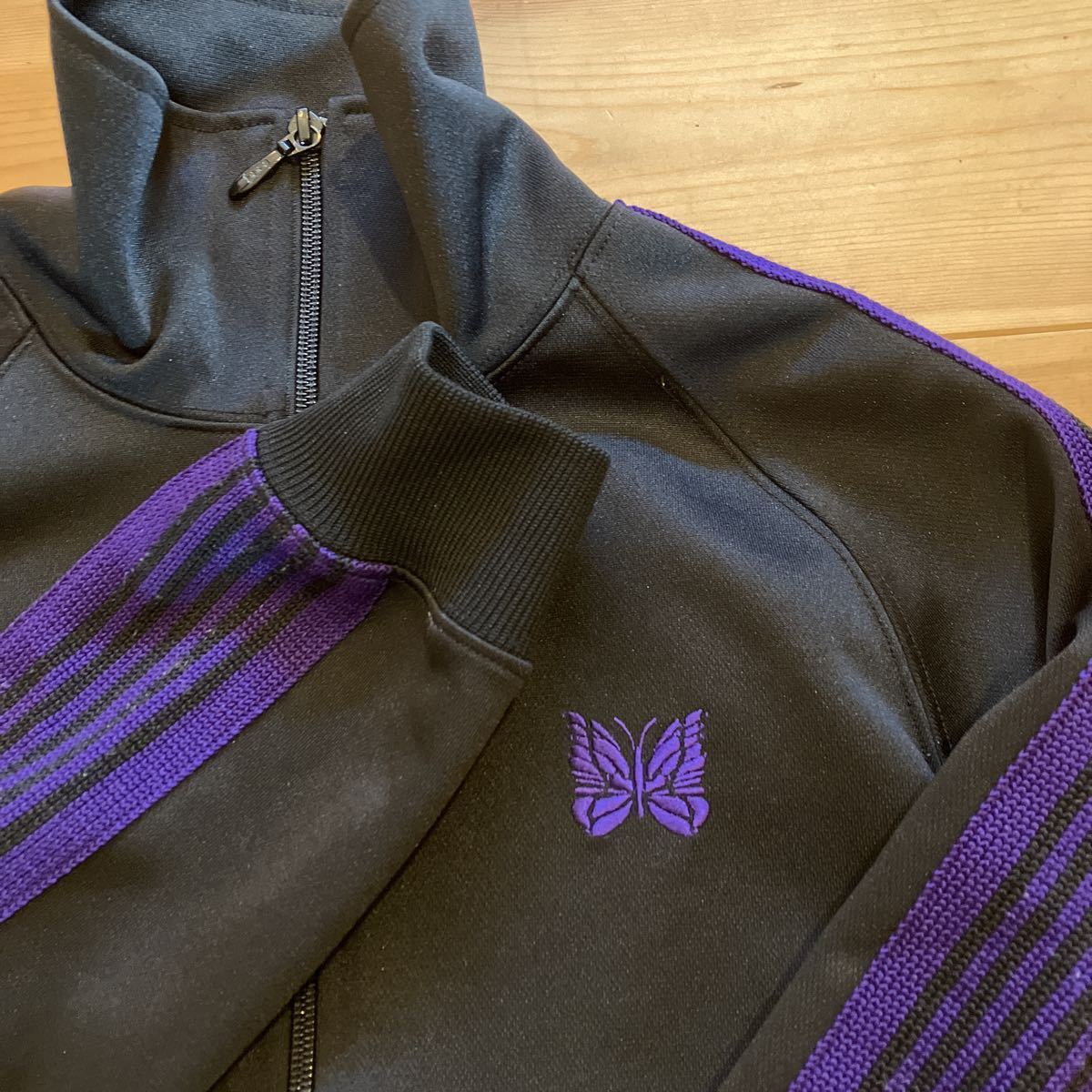 NEEDLES TRACK JACKET S 黒／紫 ニードルス トラック ジャケット