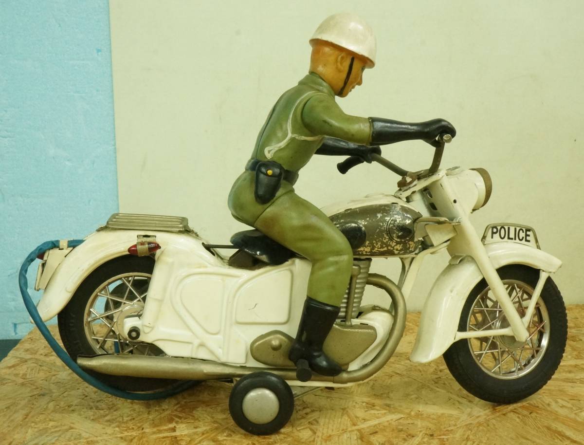 バンダイ ブリキ ポリスオートサイクル 白バイ バイク オートバイ 当時