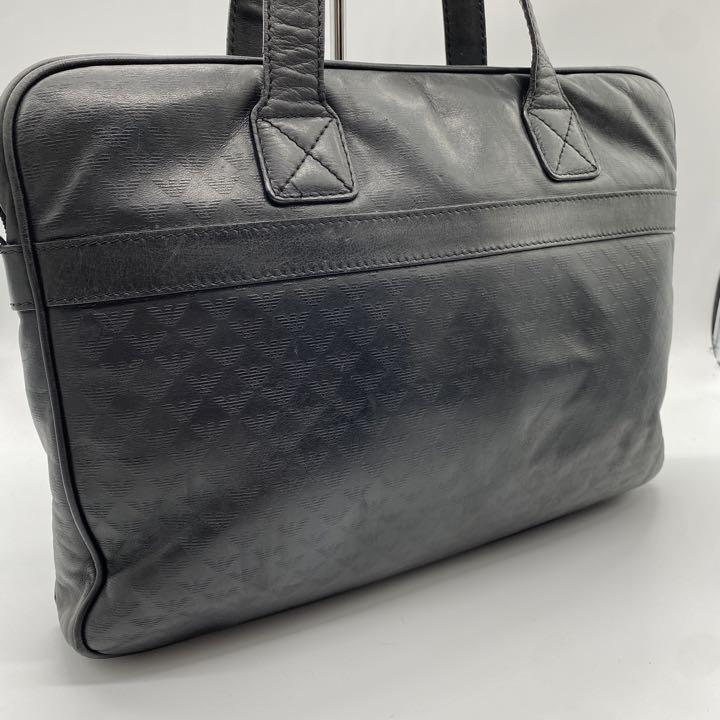 EMPORIO ARMANI】ビジネスバッグ ブラック レザー A4 ロゴ EMPORIO