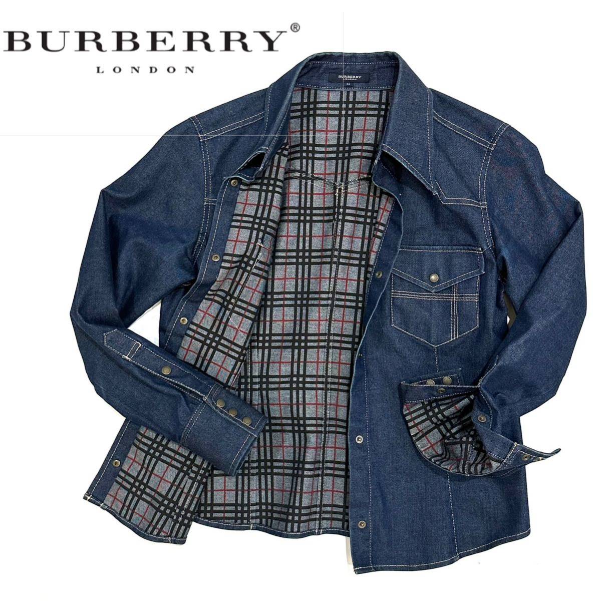 三陽商会 Burberry London デニム チェック柄 レディース シャツ