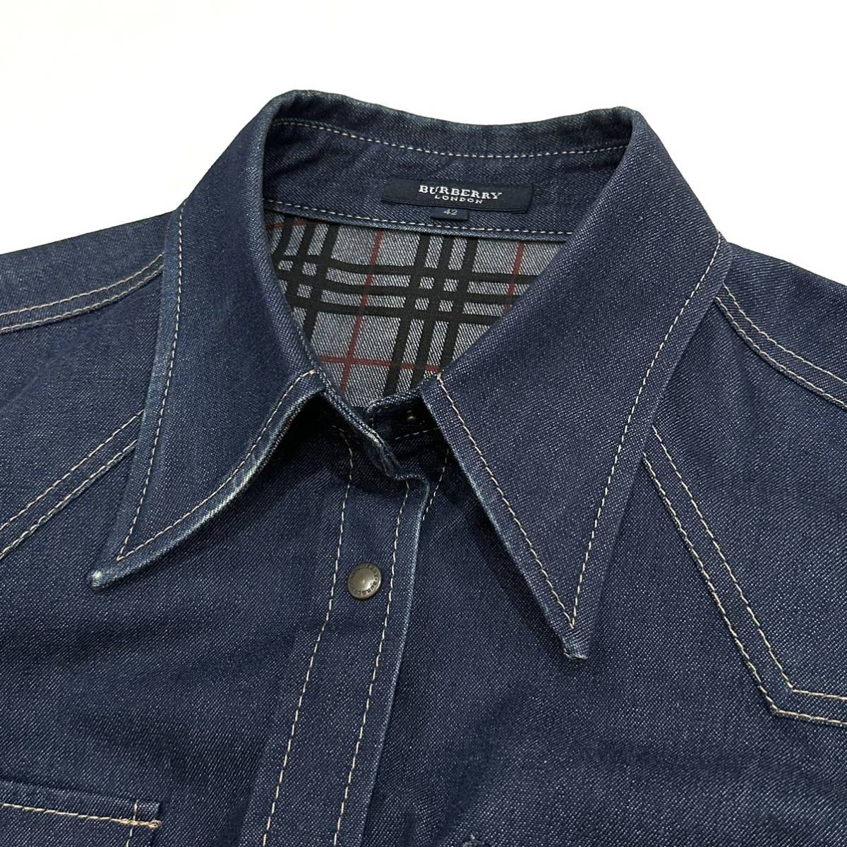 三陽商会 Burberry London デニム チェック柄 レディース シャツ