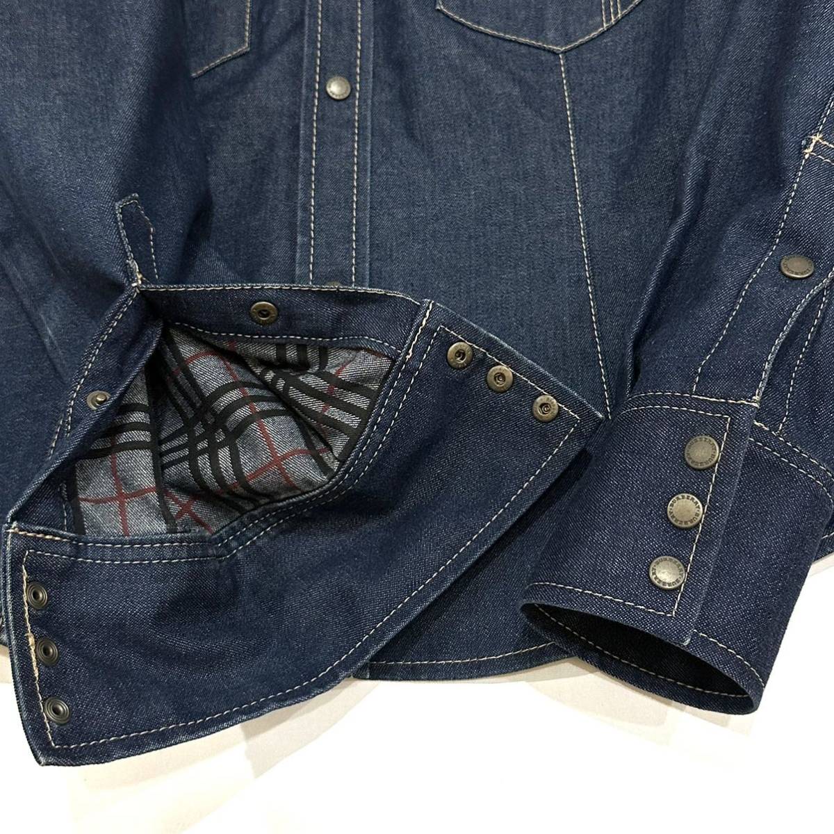 三陽商会 Burberry London デニム チェック柄 レディース シャツ