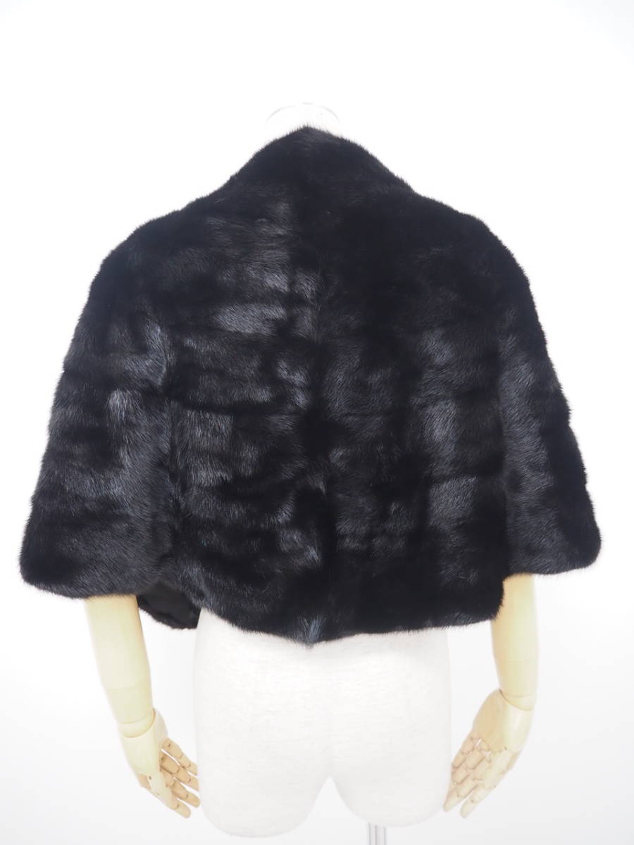 □ブラックミンク□ケープ□着丈49㎝□SAGAシルバー□ ミンク ケープ 40%