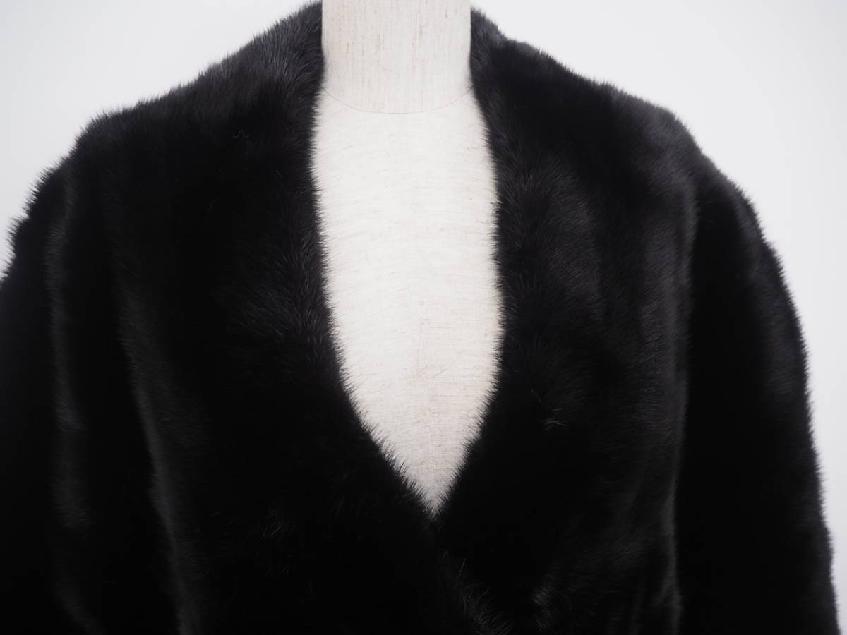 □ブラックミンク□ケープ□着丈49㎝□SAGAシルバー□ ミンク ケープ 40%