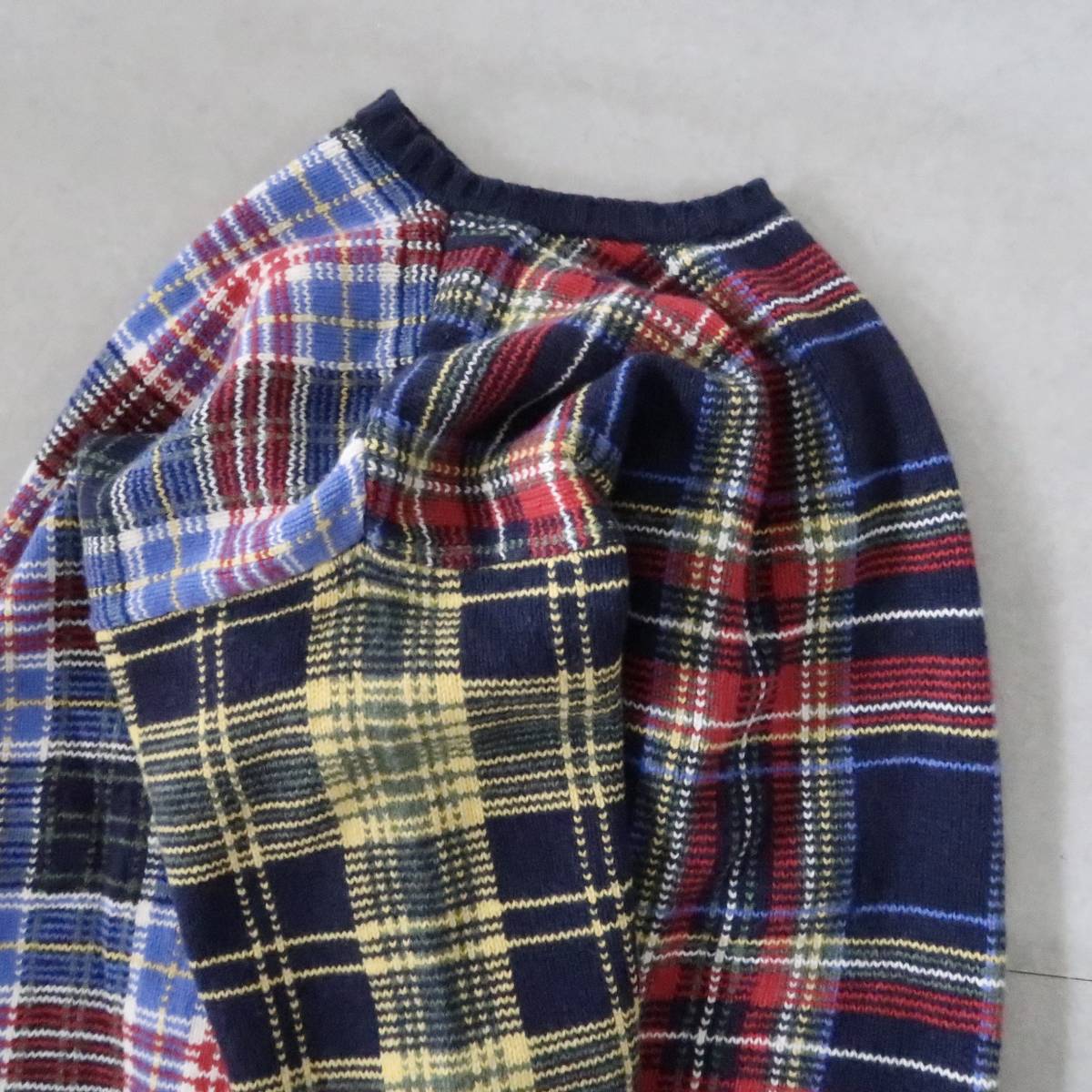 白タグ期 90's Eddie Bauer クレイジータータンニット ウールセーター 実寸L - XL程度/ビンテージトラッドパンクスキンズ表記L