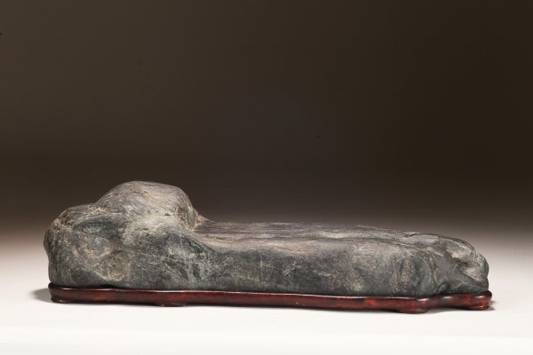 雨竹亭] 【揖斐川石(台座付)】添景 添配 水石 盆栽 盆景 盆石 鑑賞石