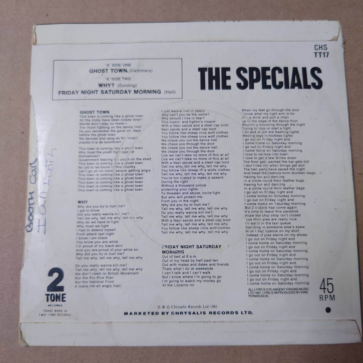 ☆レア☆ The Specials - Ghost Town / Why / Friday Night, Saturday 