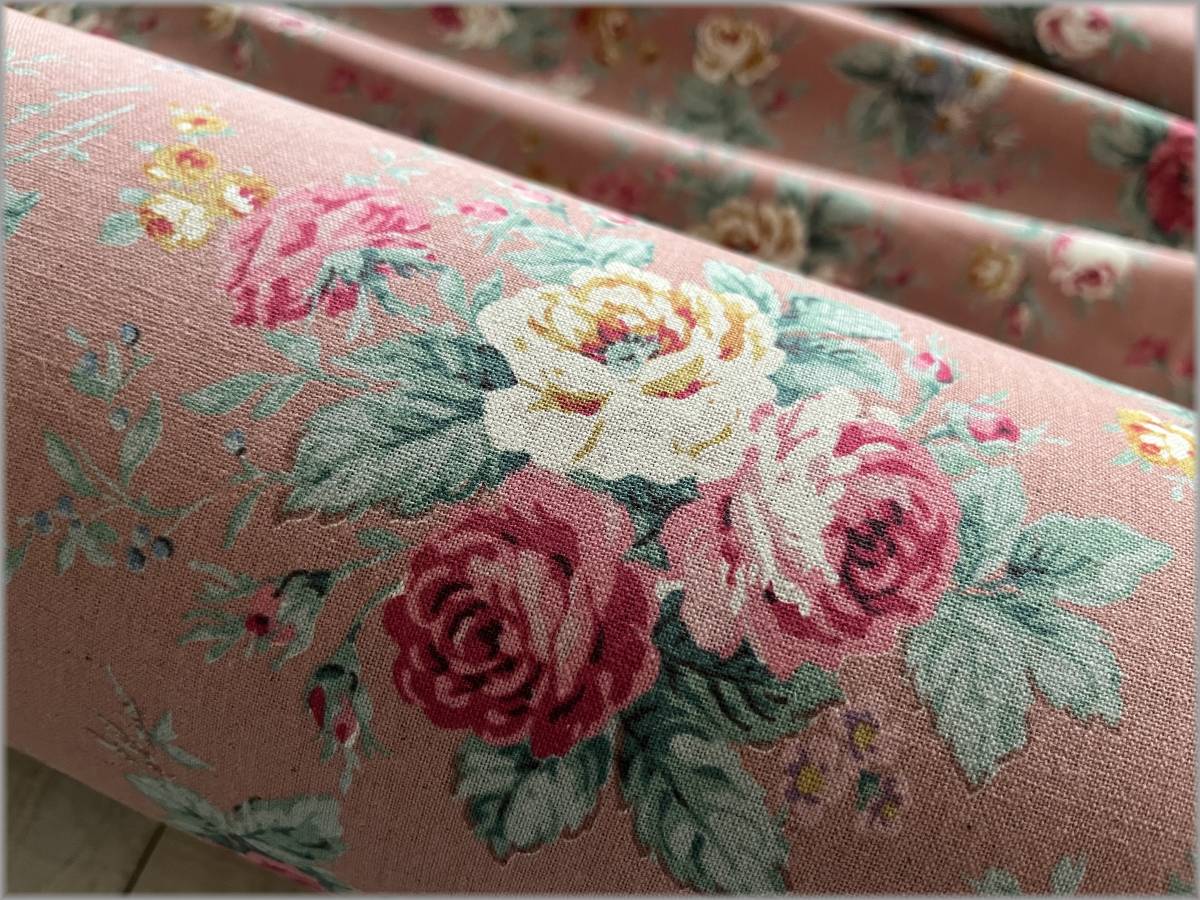 正規品，新作登場 mets 5m 綿麻キャンバス ヴィンテージローズ薔薇 pink 生地61B(植物)｜売買されたオークション情報、yahooの商品情報をアーカイブ公開 - オークファン プリント生地