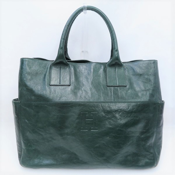 #axb ヒロフ HIROFU トートバッグ 緑 レザー レディース [692840]