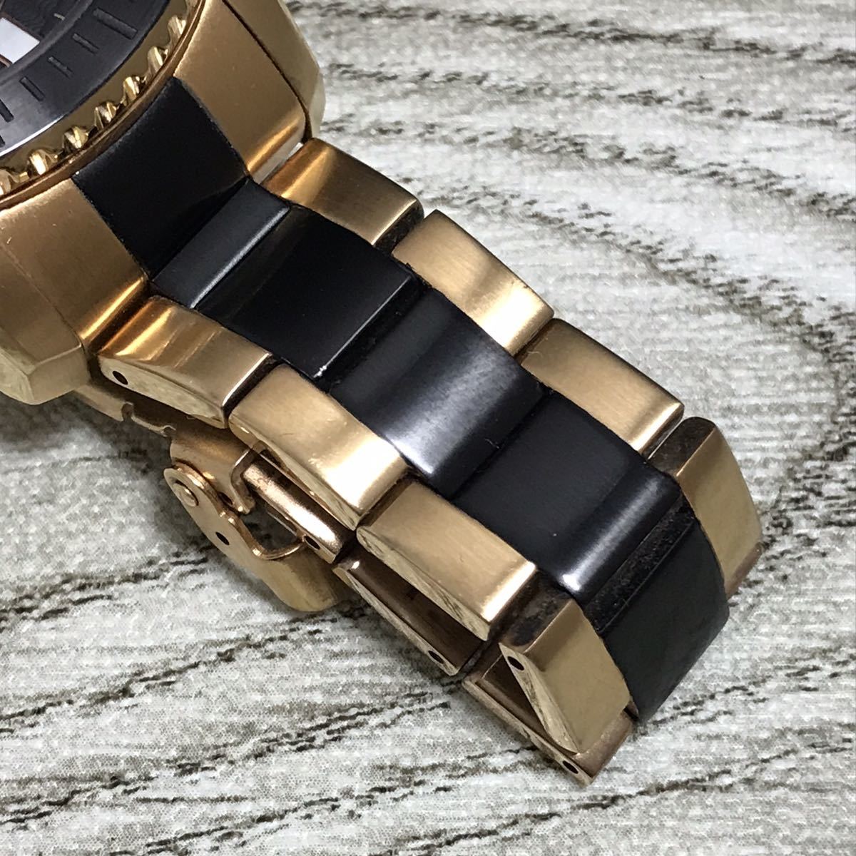 596-0053 稼働品 GUIONNET ギオネ メンズ腕時計 金属ベルト 箱あり 