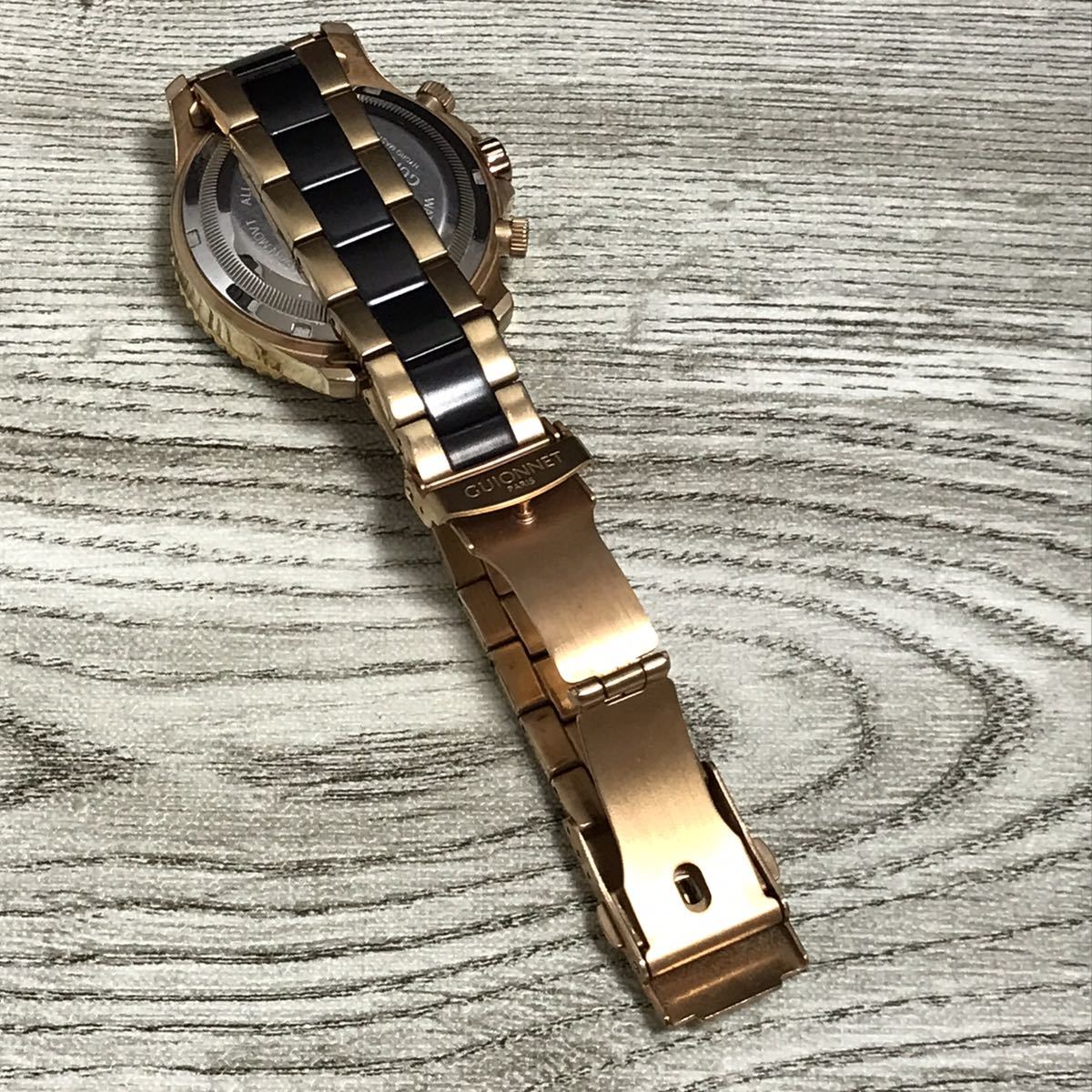 596-0053 稼働品 GUIONNET ギオネ メンズ腕時計 金属ベルト 箱あり 