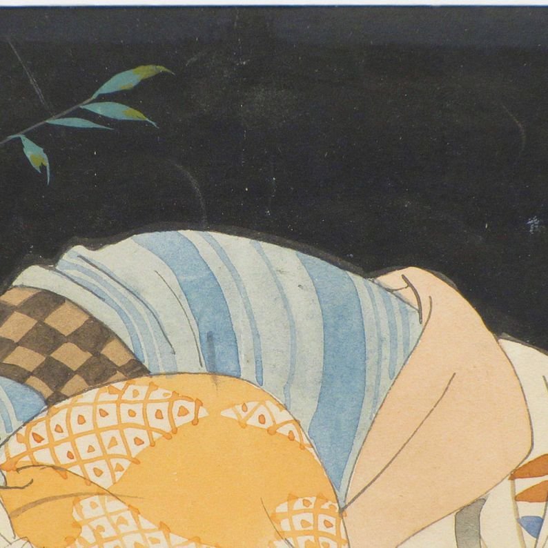 岩田専太郎 「心中」 額装6号大 岩田女性画（美人画）の源泉を観るか